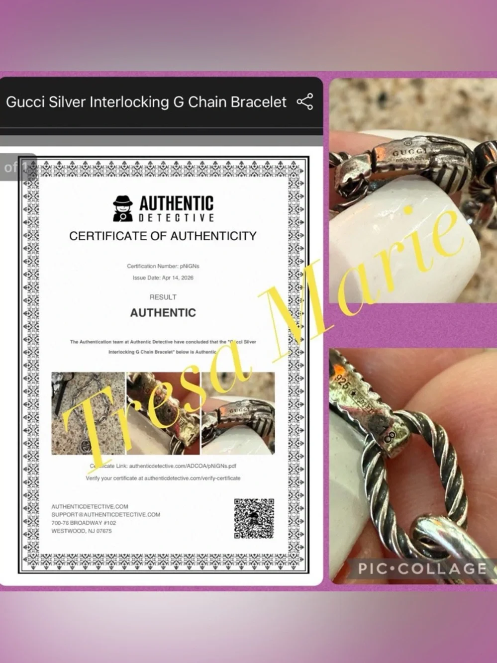 Gucci Twisted Rope Interlocking G Silver Bracelet - Picture 3 of 5